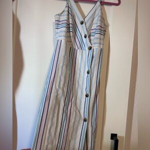 Robert Louis Pastel Striped Button-Front Maxi Dress